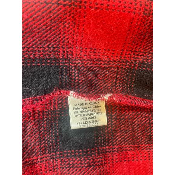 Altar’d State Shacket Womens Small Plaid Hoody Flannel Red Black Tailgate - Picture 14 of 15